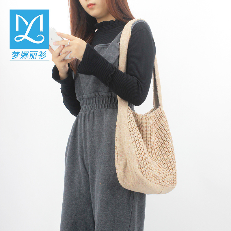 497 estilo Japonés de color sólido de punto bolsa 2022 nuevo otoño y el invierno Especial simple moda elegante todo-fósforo del hombro axilas mujeres