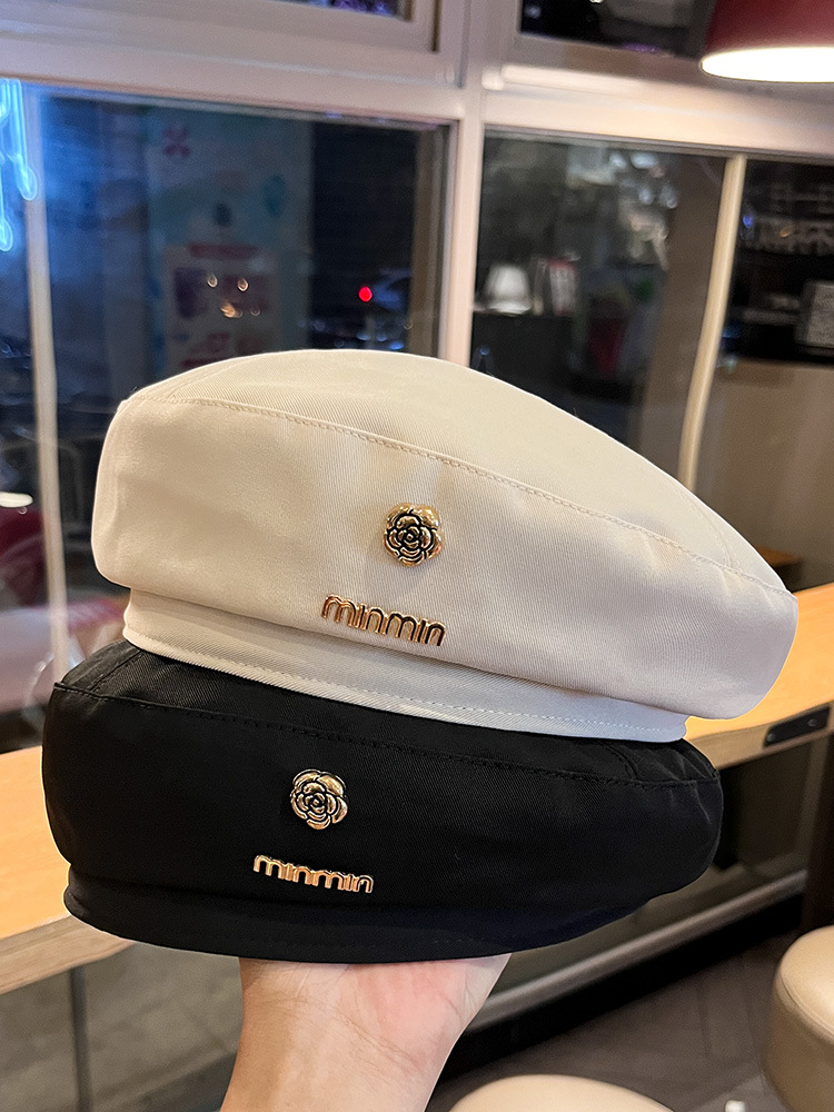 Pequeña brisa fragante boina Flores y letras decoración del sombrero de perla niños primavera y otoño luz lujo Moda pintor sombrero