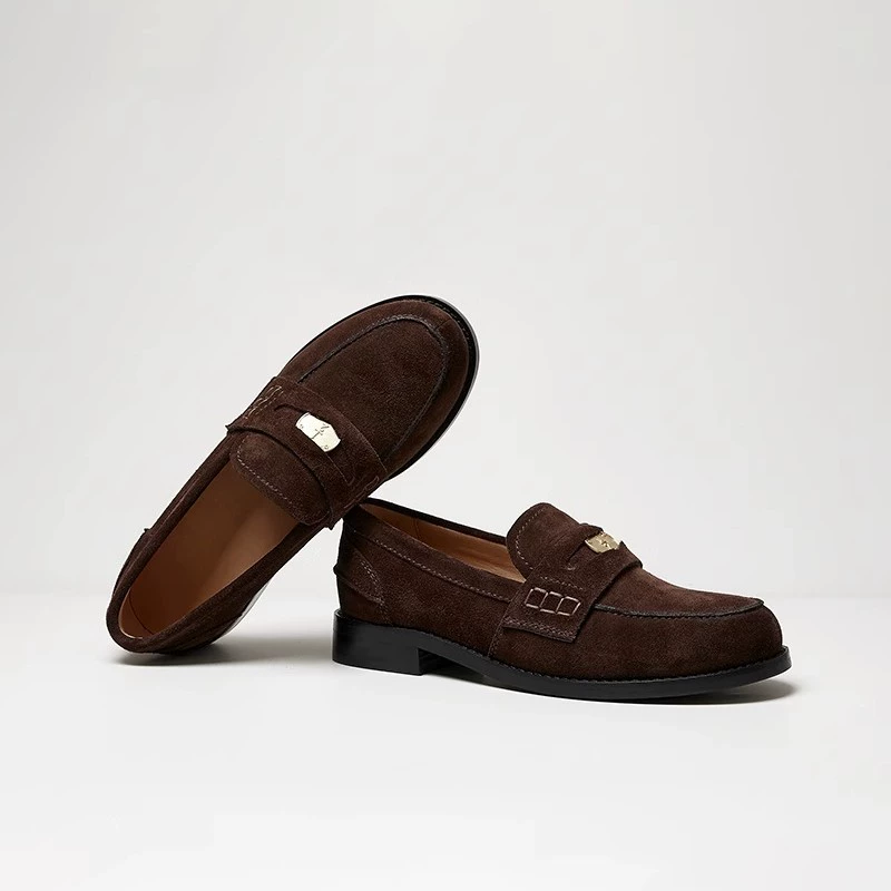Coins, comfortable universal loafers, retro brown footwear for leather shoes, for luck