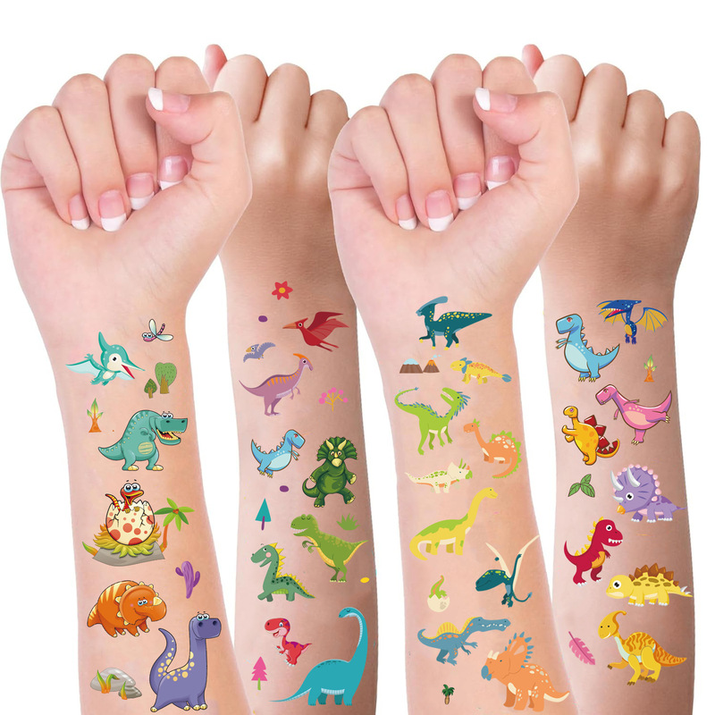 Children's Cartoon Tattoo Sticker Dinosaur World for Boys and Girls Waterproof Glow Temporary Face Sticker Cross Border in stock