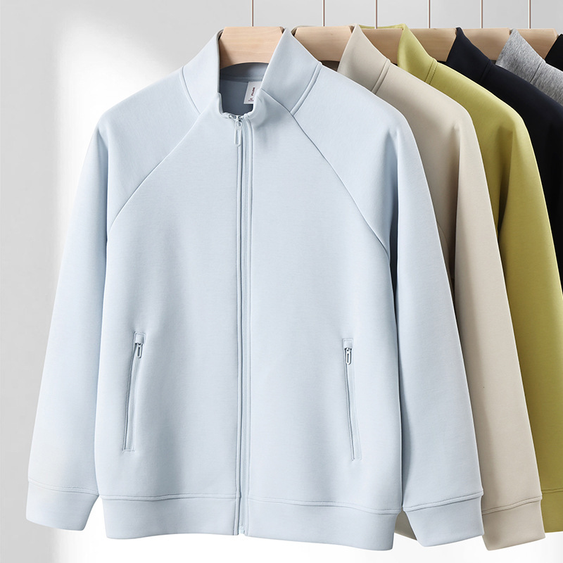 400g heavy liquid cotton stand-up collar sweatshirt for men, autumn and winter casual raglan sleeve loose fit versatile unisex jacket, customizable