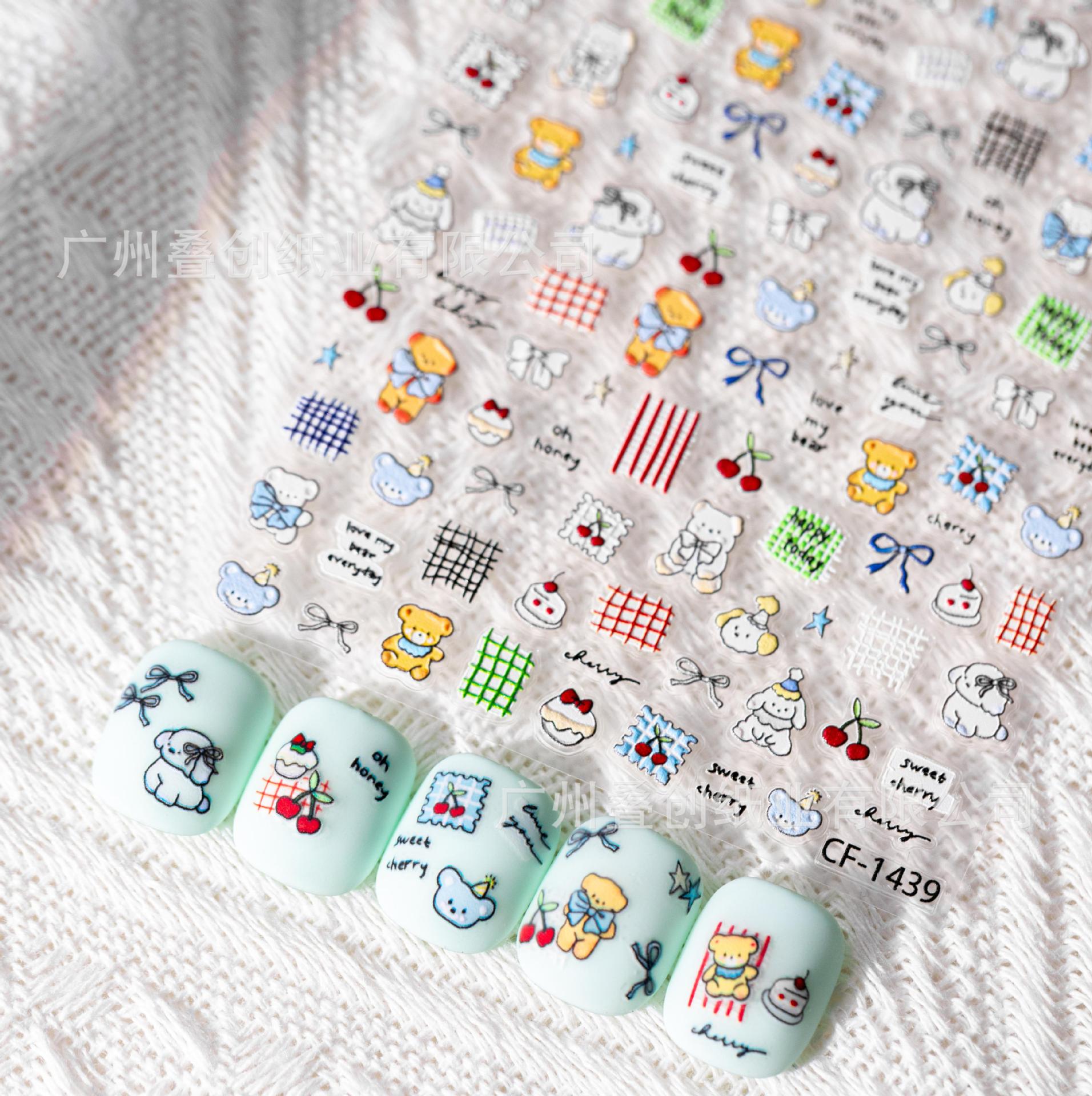 新款可爱日系涂鸦图案浮雕美甲贴纸卡通手机相机贴纸diy手工贴饰