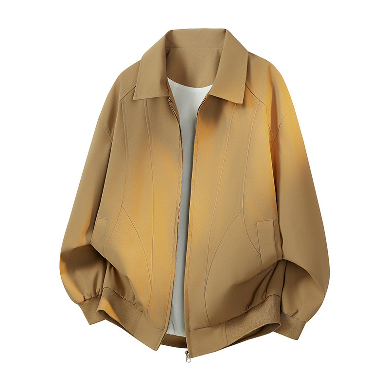 2026 Spring New Slim Fit Lapel Casual Jacket with Metal Zipper and Built-In Pockets M-5Xl American Style Trend 2026 Spring New Slim Fit Lapel Casual Jacket with Metal Zipper and Built-In Pockets M-5Xl American Style Trend