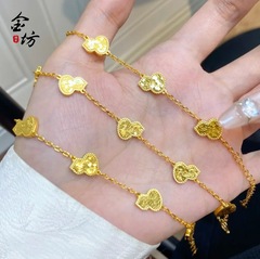 小紅書同金5G硬金工芸爆発砕氷ひょうたん鎖女新中国国潮精工手環