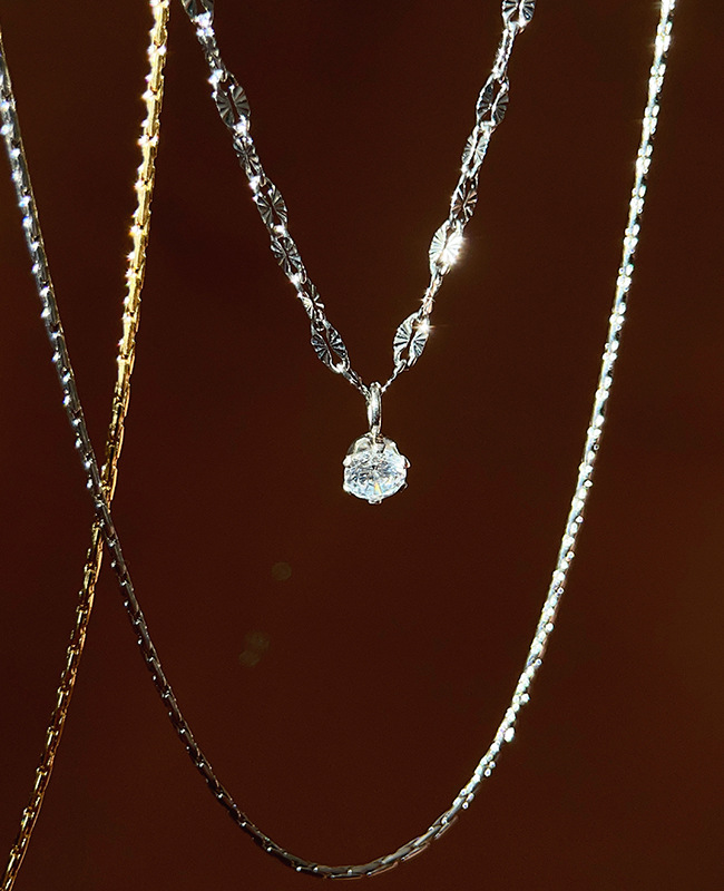 9g Weight Titanium Steel Pendant Material Zircon Inlay Material Double Layer Necklaces Classification Titanium Steel Chain Material 1 Piece Quantity Holiday, Daily Occasion Titanium Steel Material Geometric Pattern Women's Gender Plating, Inlay Design Simple Style Style Titanium Steel Simple Style Plating Inlay Geometric Zircon Double Layer Necklaces 9