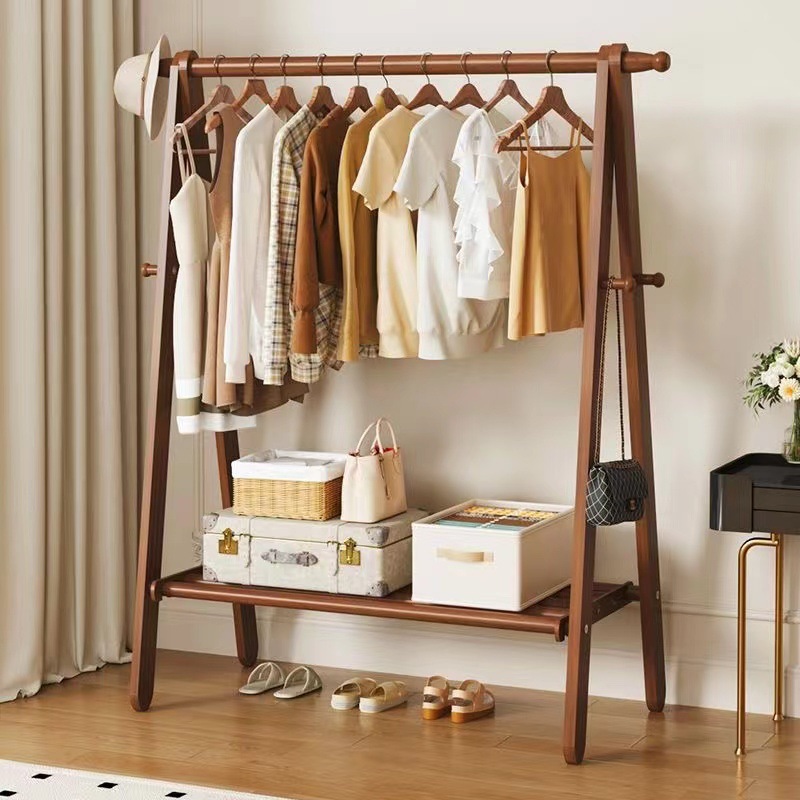 Solid Wood Hanger Floor Vertical Bedroom Household Coat Rack Room Clothes Indoor Simple Clothes Rack