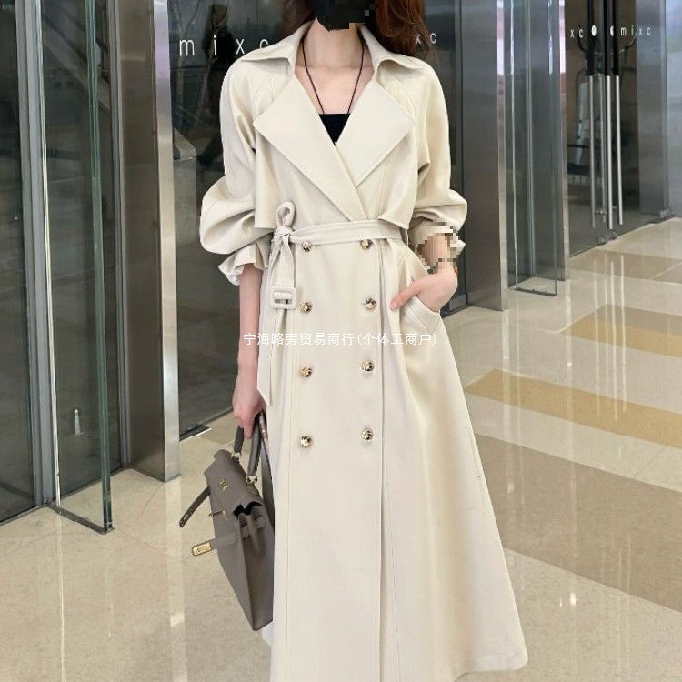 Double-Row Casual Purple Windbreaker Women's 2025 Autum New British Suit Outwear Loose Mid-Length Outwear