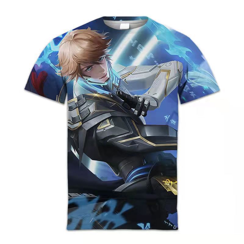 Camiseta de manga corta con estampado digital bidimensional de verano 3d verano para adolescentes y niños juego de gloria para hombres