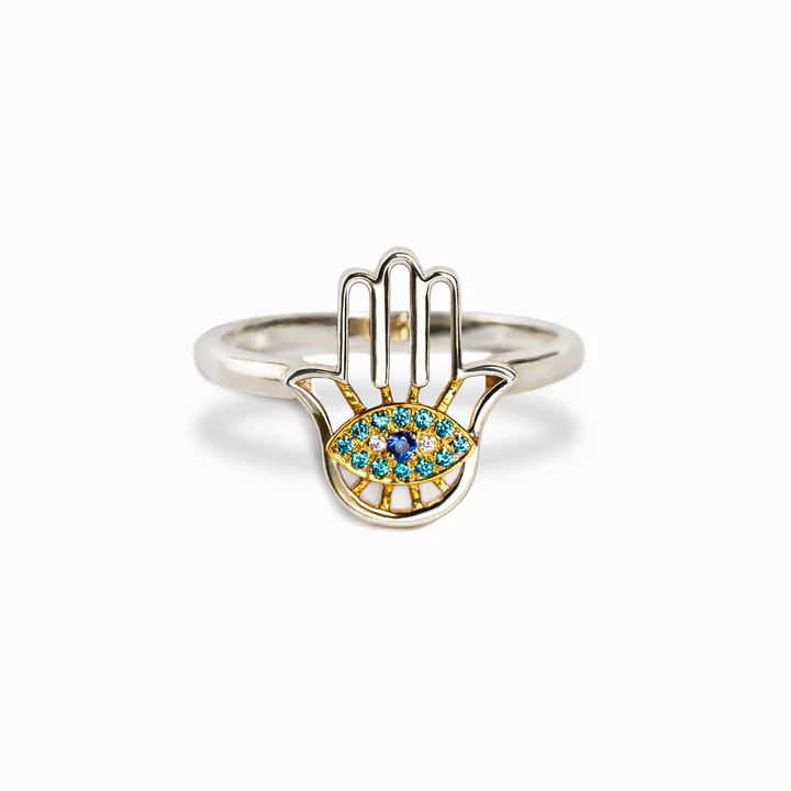1 Piece Quantity Daily, Street Occasion Wholesale Jewelry Retro Classic Style Devil's Eye Palm Copper 18K Gold Plated Plating Open Rings