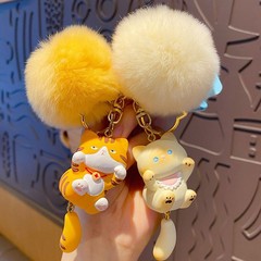 可爱元气猫猫毛球钥匙扣毛茸茸暹罗猫咪挂件毛绒挂饰精致饰品礼品
