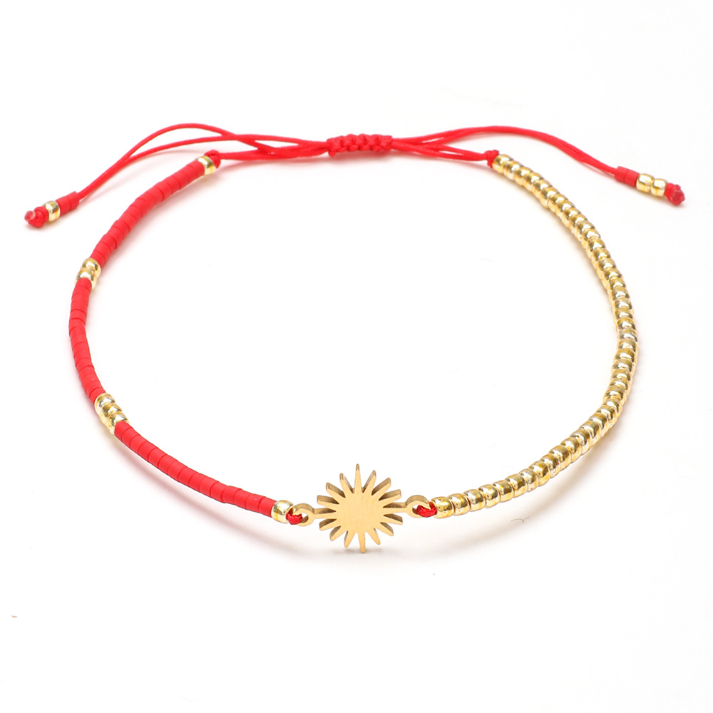 1 Piece Quantity Bohemian Sun Glass Seed Bead Rope Wholesale Drawstring Bracelets