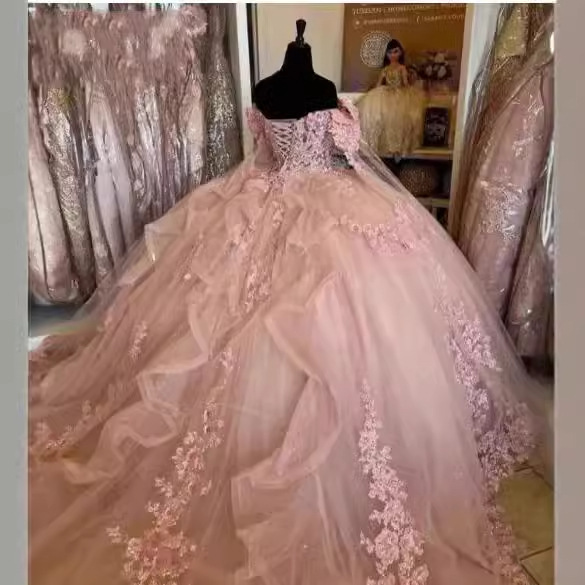 Un hombro 2026 vestido de novia nuevo estilo de novia industria pesada rosa gran cola princesa corredor pequeño vestido principal mujer
