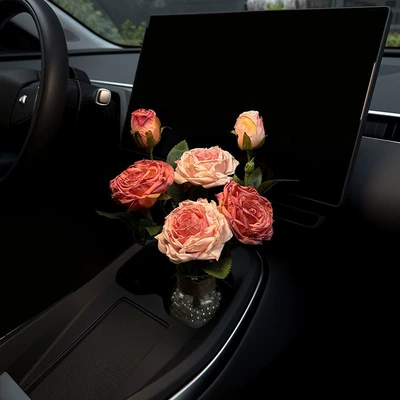 Simulated Roses, Car Interior Decorations, Car | Car ornaments - vase-with-pearlsfrench-burnt-edge-rose-pink-rose-red-free-perfume