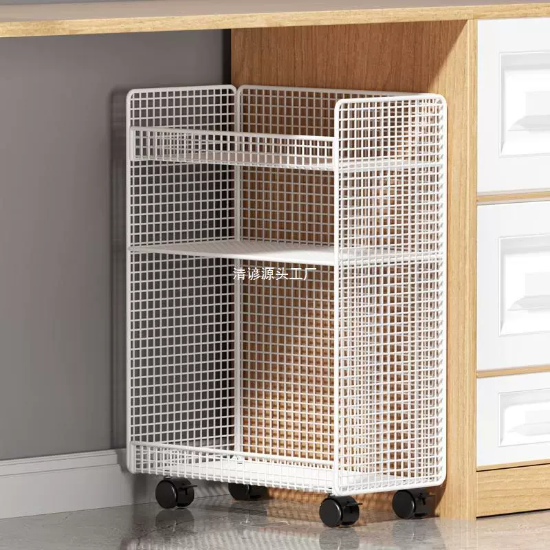 Small movable bookshelf, desktop-to-floor storage with wheels, multi-tier compact organizer