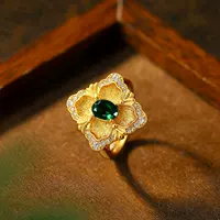 Реальное золото электрообработка Итальянский Brati Craft Jewelry Set Ретро Имитация Panjieshire Изумрудный Цветной Сокровищный Перстень