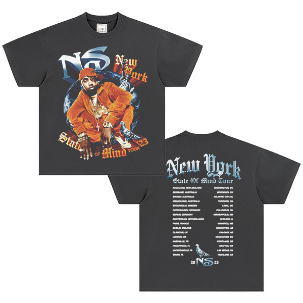 Nasirnas East Coast Rap Nasty Nas Hip Hop Rap Street Suelta Impresión T-Shirt Tops de mangas cortas