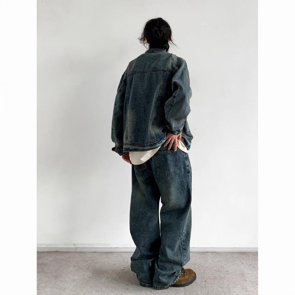 Retro Washed Vintage Denim Jacket For Men And Women Oversized_voghion.com