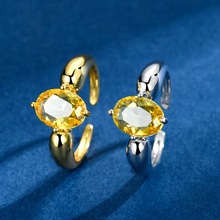 中古Vintage黄钻招财小众设计时尚轻奢蛋形镶嵌戒高级感新款指环