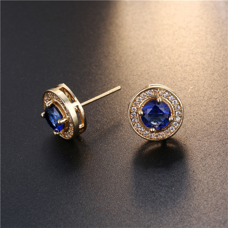 1 Pair Quantity Outdoor, Daily Occasion 1 Pair Simple Style Commute Round Plating Inlay Copper Zircon Gold Plated Ear Studs
