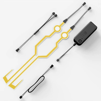 Cross-border cool helmet light bar: Cold light sheet - one-to-two-helmet-strips-rechargeable-model-yellow