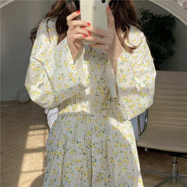 实拍2026春季新款笑脸睡袍女棉质可爱浴袍长款和服ins睡衣家居服