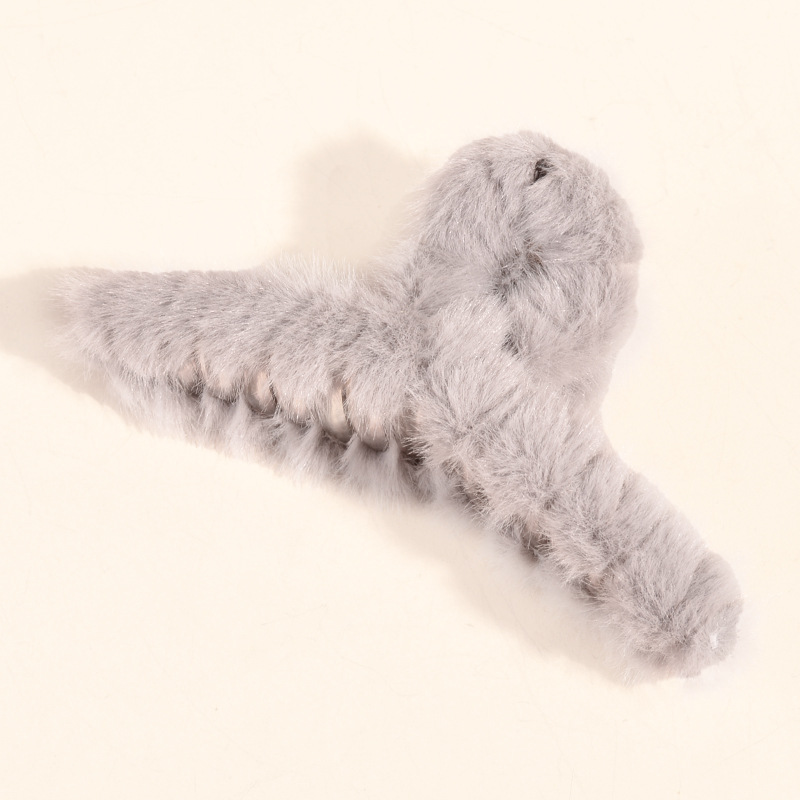 Corea del Sur nuevo Dongdaemun conejo de piel grande clip de pelo de felpa clip de pelo de la espalda de la cabeza horquilla de tiburón clip de horquilla femenina