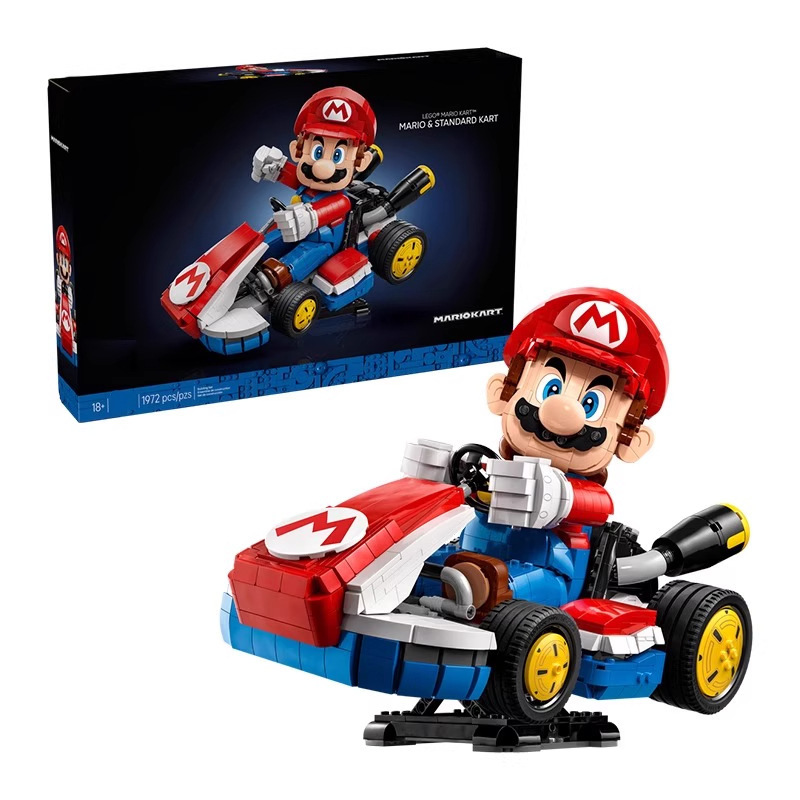 Cross-Border Compatible Lego Super Mario Mario Kart Mario Kart Assembled Building Block Toy Gift