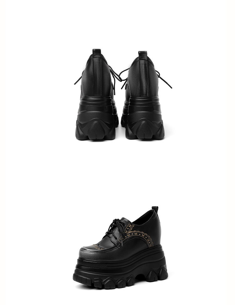 Giày sneaker nữ đế dày phong cách Anh quốc cổ điển, dây buộc, gót 12 cm — màu nâu chi tiết 19