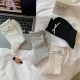Korean-style Sweet silver Leather Label Bow Socks Women's Spring and Summer Thin Japanese-style Solid Color Girl's Roll-up Pile Socks for Women