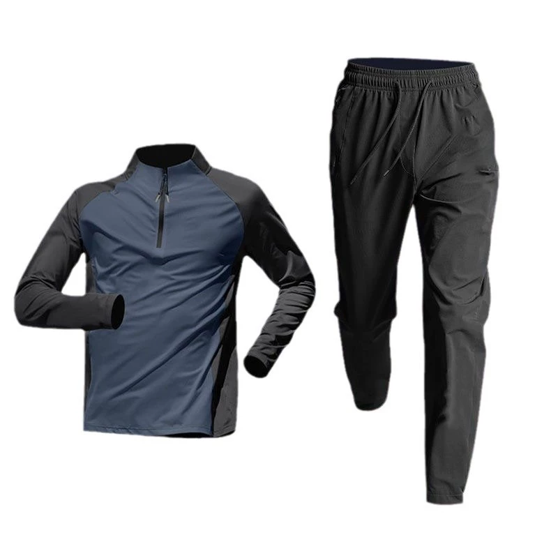 Quick dry long-sleeve with zipper for training, trousers, sports body-friendly T-shirt for gym, with a zipper, for running