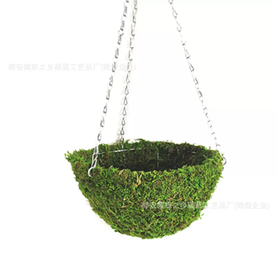 圆形苔藓藤编吊篮玉米皮吊篮柳编吊篮草编吊篮Hanging Basket
