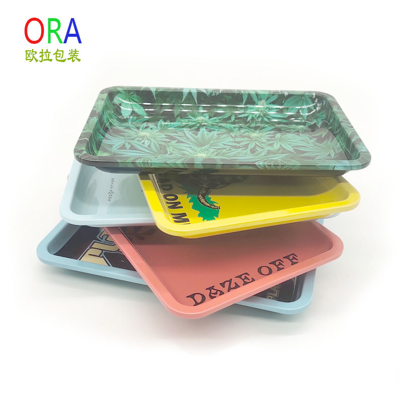 工厂批发储物托盘铁盒水果铁托盘方形彩色印刷卷烟盘金属包装铁盒