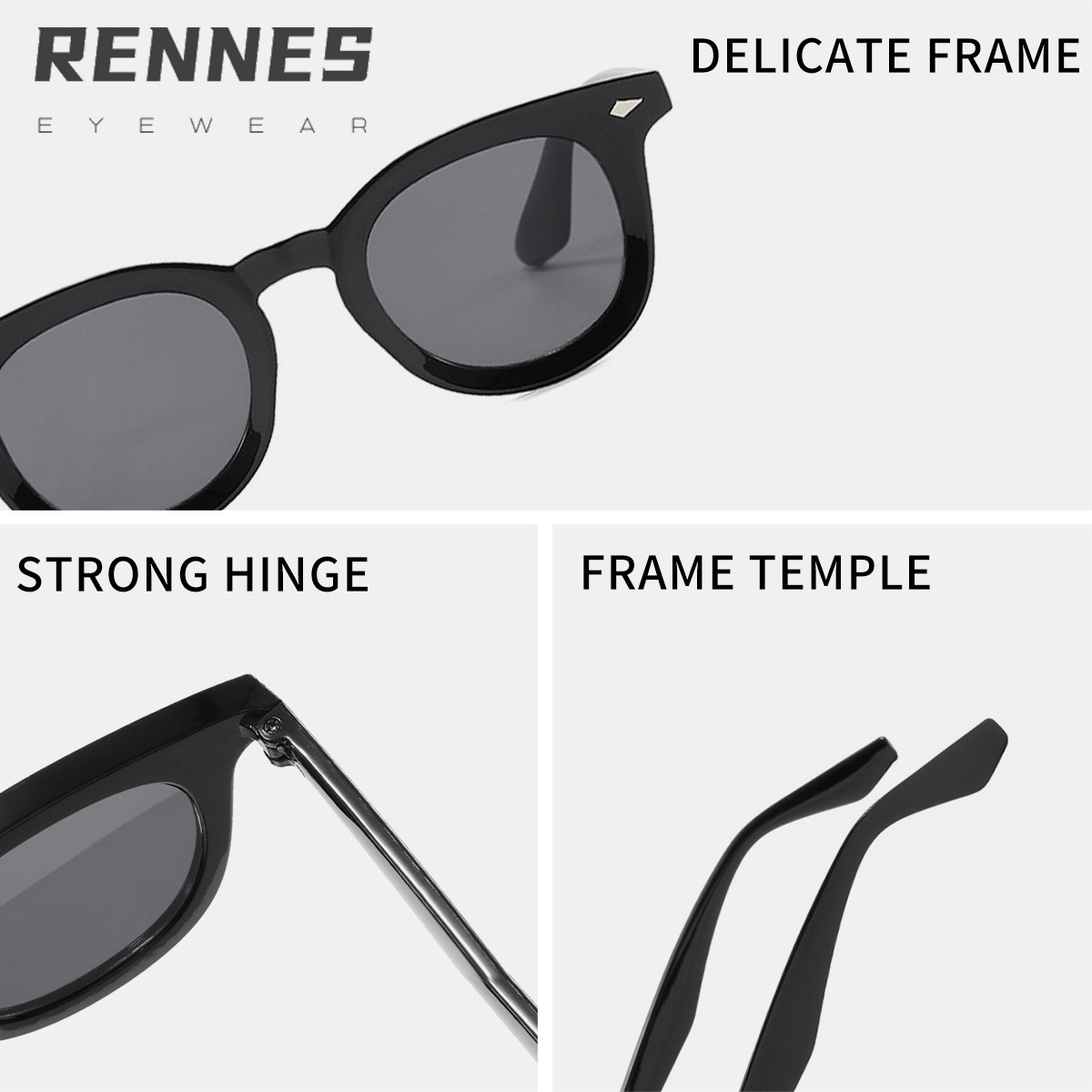 Gafas de sol de uñas de arroz de moda con marco ovalado retro europeo y americano