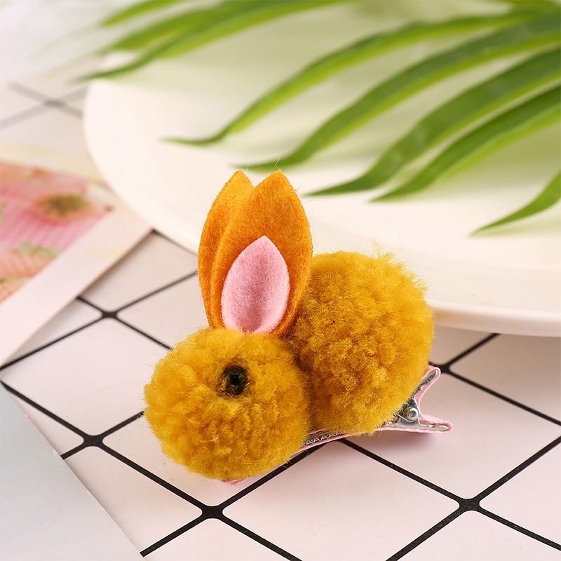 카키 토끼 머리핀