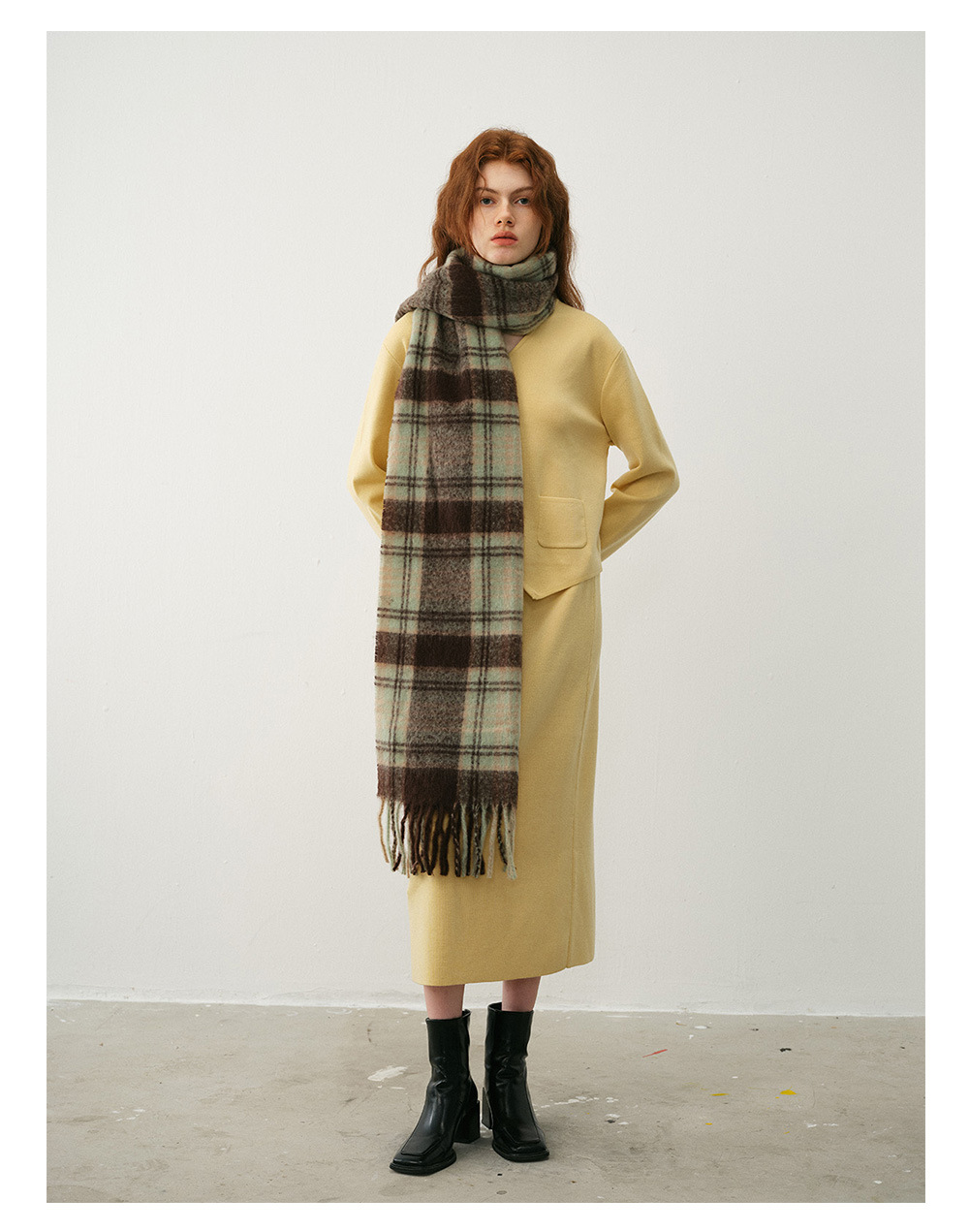 Kaschmirschal Kariert Im Retrodesign Für Damen Winterweiches Tuch_voghion.com