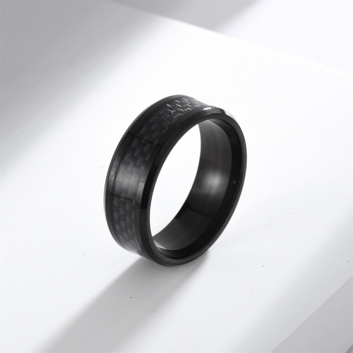 European and American titanium steel men's tail ring cross-border hot selling stainless steel carbon fiber ring wish ring