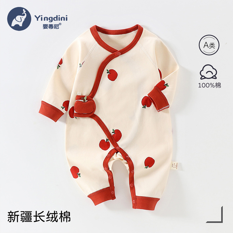 Newborn Baby Clothes, Spring and Autumn Pure Cotton Class a Romper, Festive All-Season Style, Full-Month Baby Monk Suit, Romper