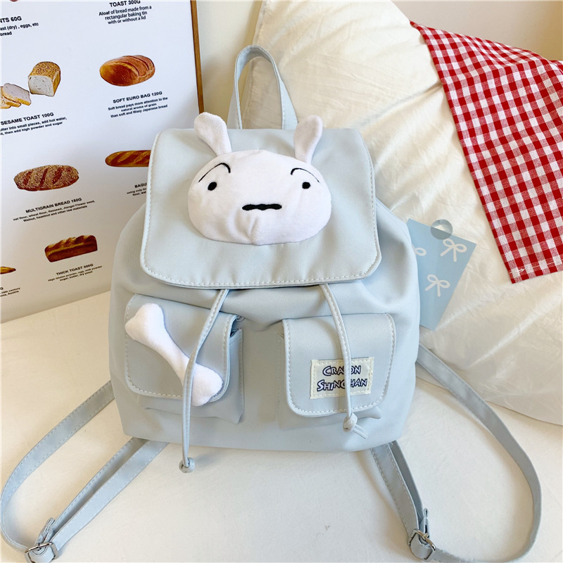 日本インスタイル白犬バックパックかわいいクレヨンしんちゃん多用途カジュアルバックパックキャンパススタイル学生スクールバッグ|undefined