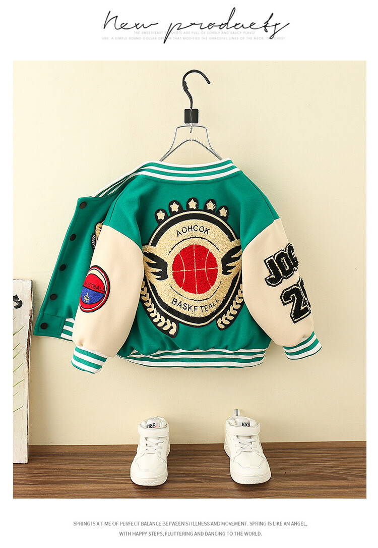 Boys' A-line Labeled Baseball Jersey 2024 Spring and Autumn New Korean Edition Children's Fashion Brand Coat Baby_voghion.com