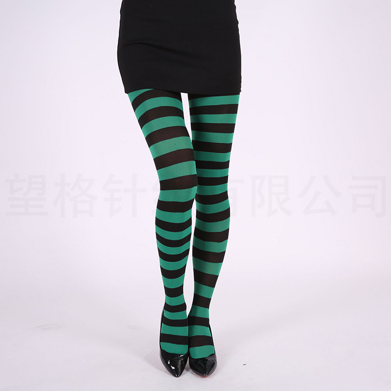 Cross-border Amazon wide striped one-piece tights Christmas Halloween costume accessories striped socks in stock wholesale