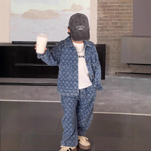 外贸男童春秋装套装2025中小童春款儿童装男宝宝帅闲牛仔两件套潮