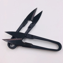 弹簧纱剪刀家用黑色手工剪线头U型不锈钢锋利十字绣服装剪专用