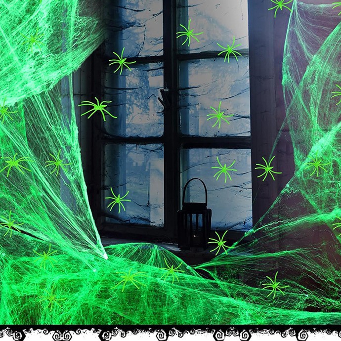 Luminoso araña de plástico araña falsa decoración de Halloween accesorios de diseño algodón de araña seda de araña juguetes engañosos para niños