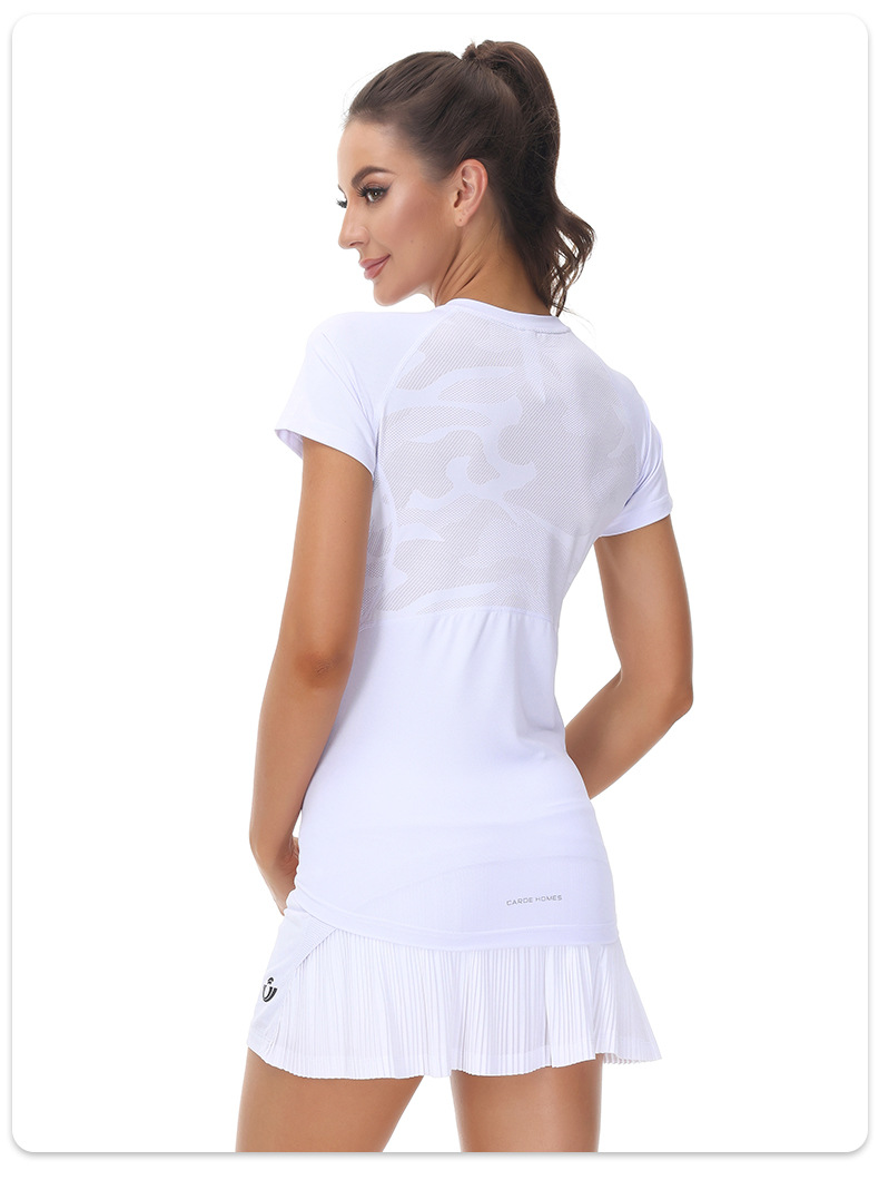 2022新款夏季网球服女 短袖运动T恤透气圆领速干修身衣