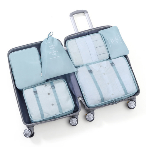 Twill travel storage set seven-piece set clothing pants classification storage bag portable large-capacity suitcase sorting bag