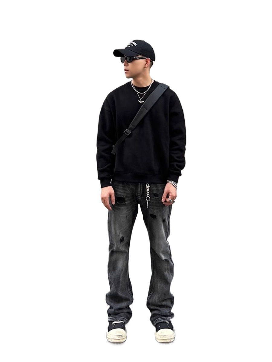 boy European And High Vibe Slim Fit Washed Ripped Jeans Unisex American Street Style Trendy Design Pants_voghion.com