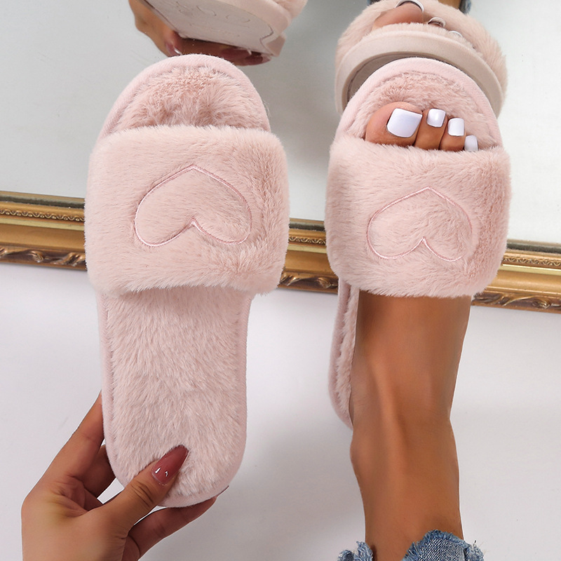 Women's Casual Solid Color Round Toe Slides Slippers Plush Slippers display picture 3