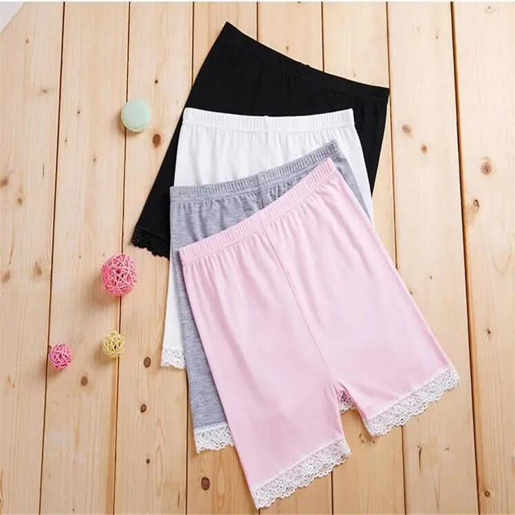 Summer girls' leggings, modal, no crotch, lace trim, three-quarter length, girls' safety shorts, anti-exposure shorts.