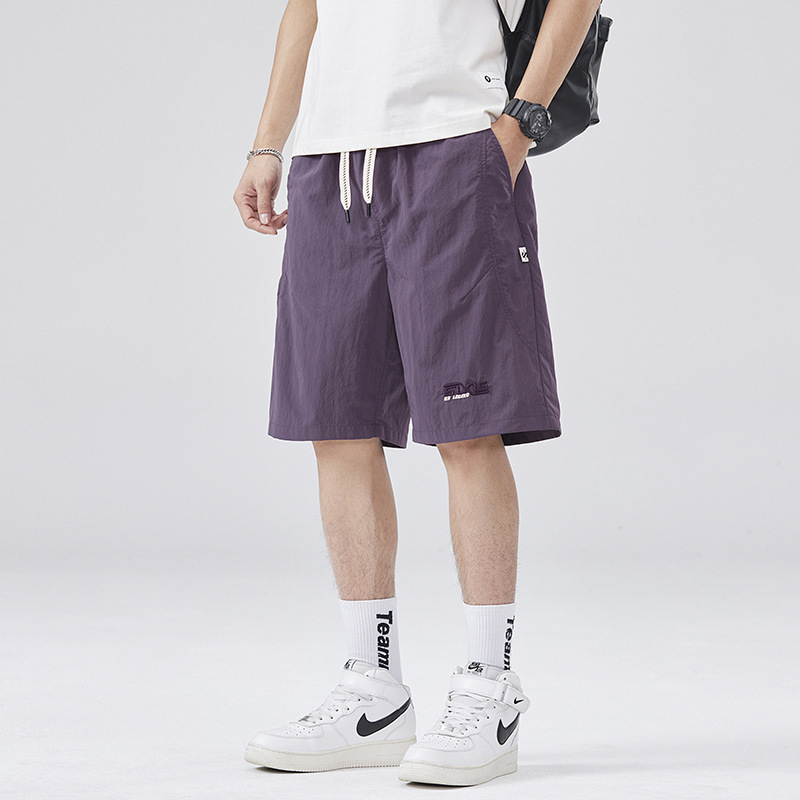 Ice Silk Quick-Dry Embroidered Casual Shorts Summer New Loose Breathable Simple Drawstring Mid-Length Shorts Ice Silk Quick-Dry Embroidered Casual Shorts Summer New Loose Breathable Simple Drawstring Mid-Length Shorts