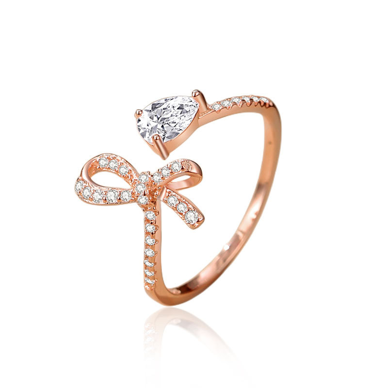 S925 anillo de plata arco estilo coreano fresco lindo anillo femenino abierto nicho alto sentido ins estilo pulsera